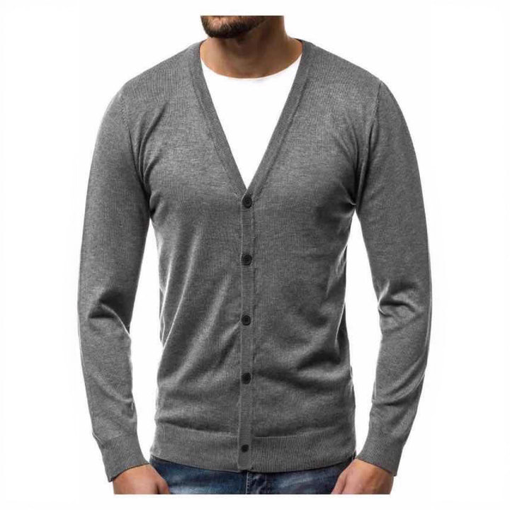 Herren nan Feinstrick-Cardigan mit V-Ausschnitt, schmaler Passform und durchgehender Knopfleiste Echo Archiv