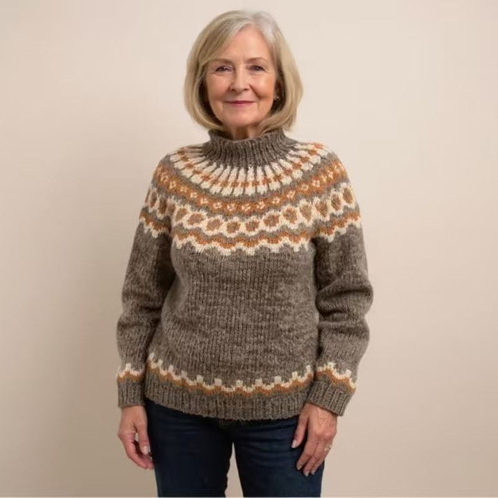 Damen nan kuscheliger Norweger-Strickpullover mit Stehkragen und Oversize-Passform Echo Archiv