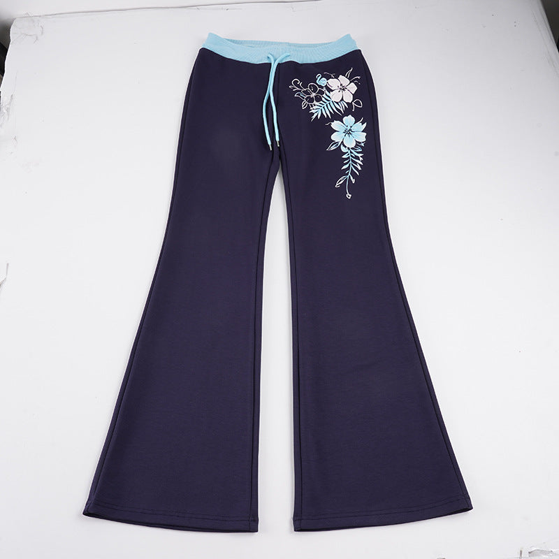 Damen nan ausgestellte Loungehose mit hohem Stretchbund, Kordelzug und floralem Druck Echo Archiv