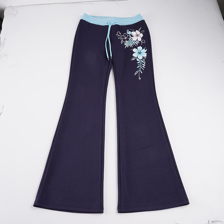Damen nan ausgestellte Loungehose mit hohem Stretchbund, Kordelzug und floralem Druck Echo Archiv