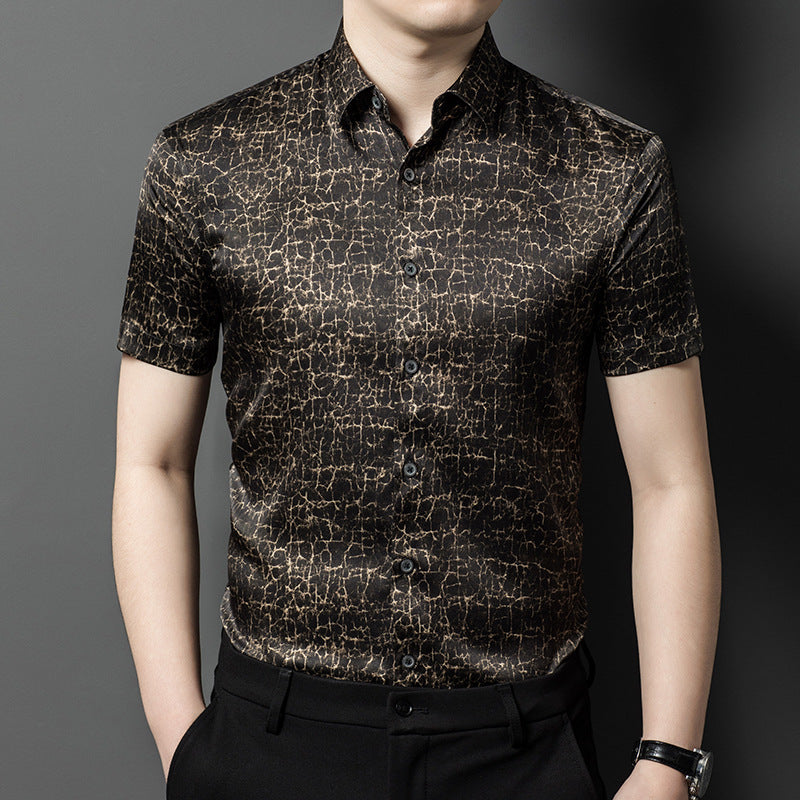 Herren Kurzarmhemd mit kunstvollem Marmor-Design Echoarchiv