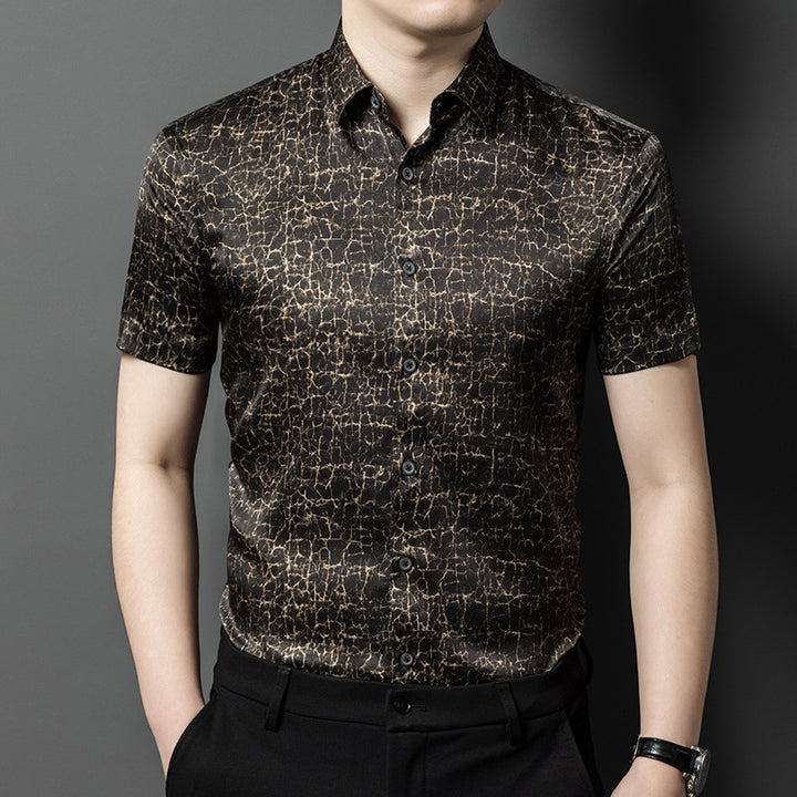 Herren Kurzarmhemd mit kunstvollem Marmor-Design Echoarchiv