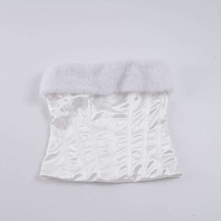 Damen-Corsage mit elegantem Pelzkragen und figurbetonendem Design Echo Archiv