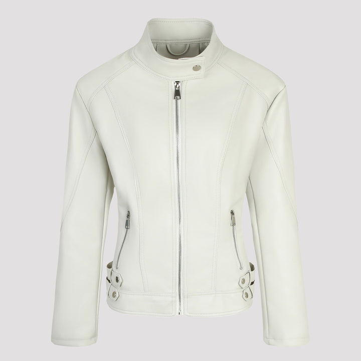 Damen Modische Kunstlederjacke mit Stehkragen Echo Archiv