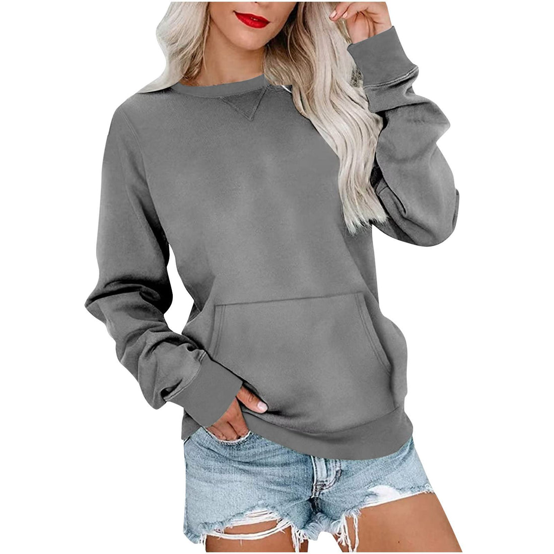 Damen Lockeres Sweatshirt mit Rundhalsausschnitt und Kängurutasche Echo Archiv