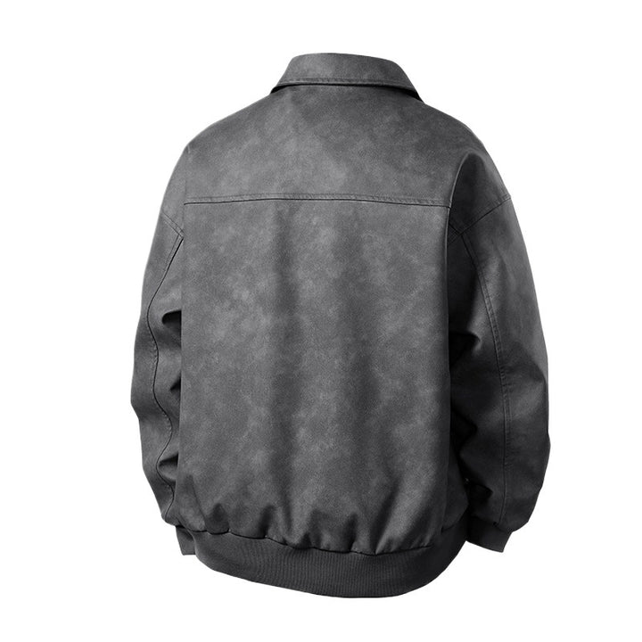 Herren Boxy-Suede-Überhemdjacke mit glatter Veloursleder‑Optik, verdecktem Reißverschluss & elastischen Bündchen Echoarchiv