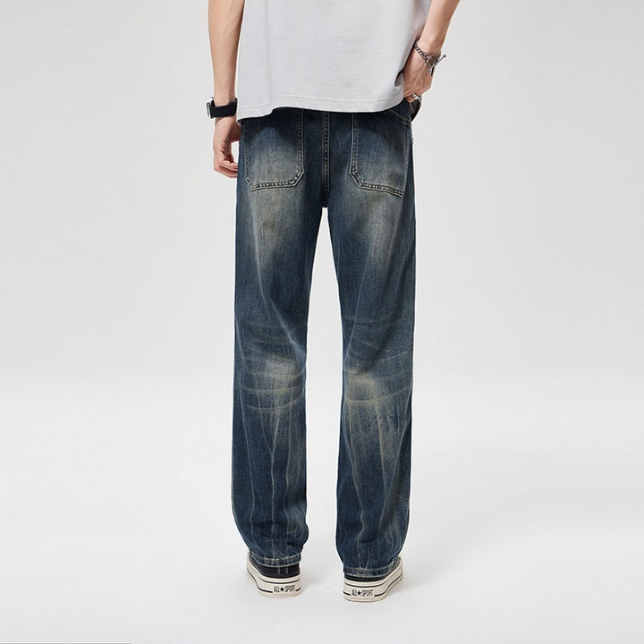 Herren Weite Baggy-Jeans im Vintage‑Wash mit Knie‑Detail Echoarchiv