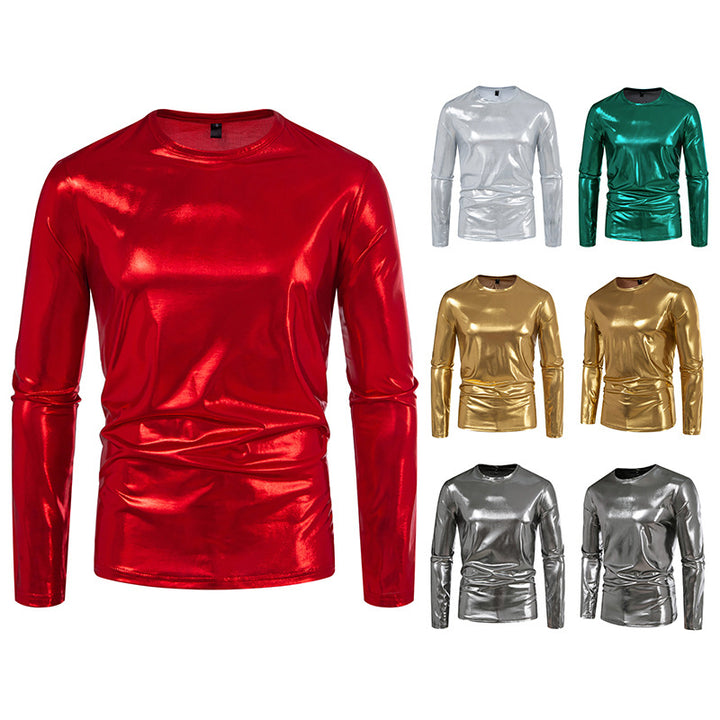 Herren Langarmshirt aus glattem, reflektierendem Material Echoarchiv