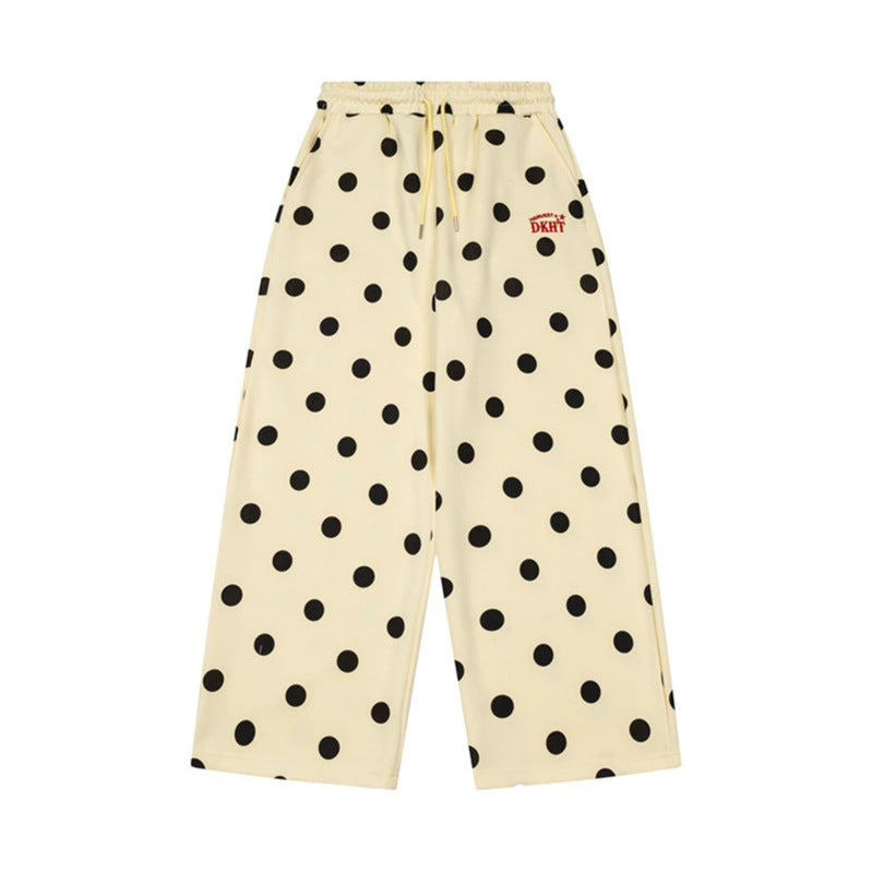 Damen Weite Culotte-Sweathose mit elastischem Komfortbund und Polka-Dot-Print Echoarchiv