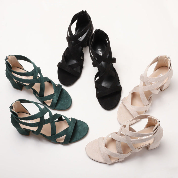Damen Sandalen mit stylischem Kreuzriemen und komfortablem Blockabsatz Echoarchiv