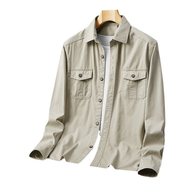 Herren leichte Baumwoll-Utility-Hemdjacke mit Pattentaschen und durchgehender Knopfleiste Echo Archiv