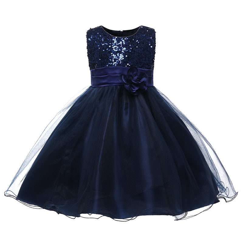 Mädchen Festliches Tüllkleid mit Glitzerndem Oberteil und Floraler Applikation Echoarchiv