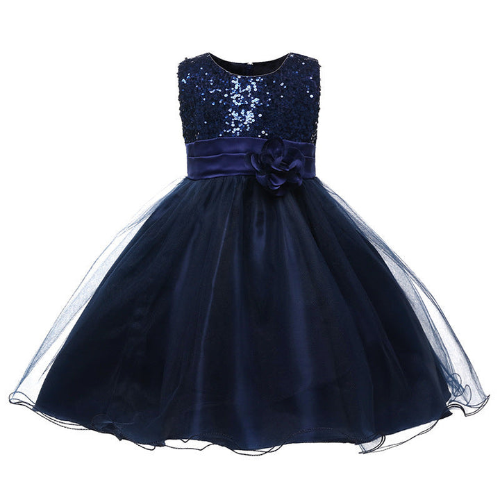 Mädchen Festliches Tüllkleid mit Glitzerndem Oberteil und Floraler Applikation Echoarchiv