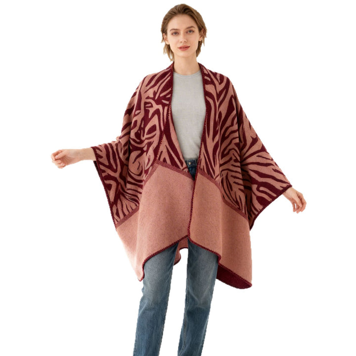 Damen Oversize-Jacquard-Wickelcape aus feinem Strick Echo Archiv