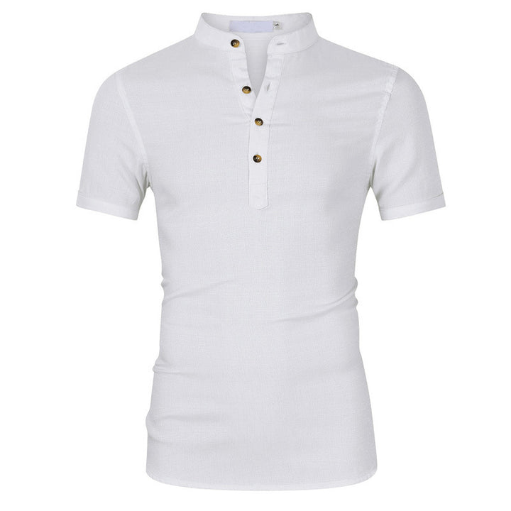 Herren Kurzarm Henley-Shirt mit edlem Knopfdesign und modernem Stehkragen Echoarchiv