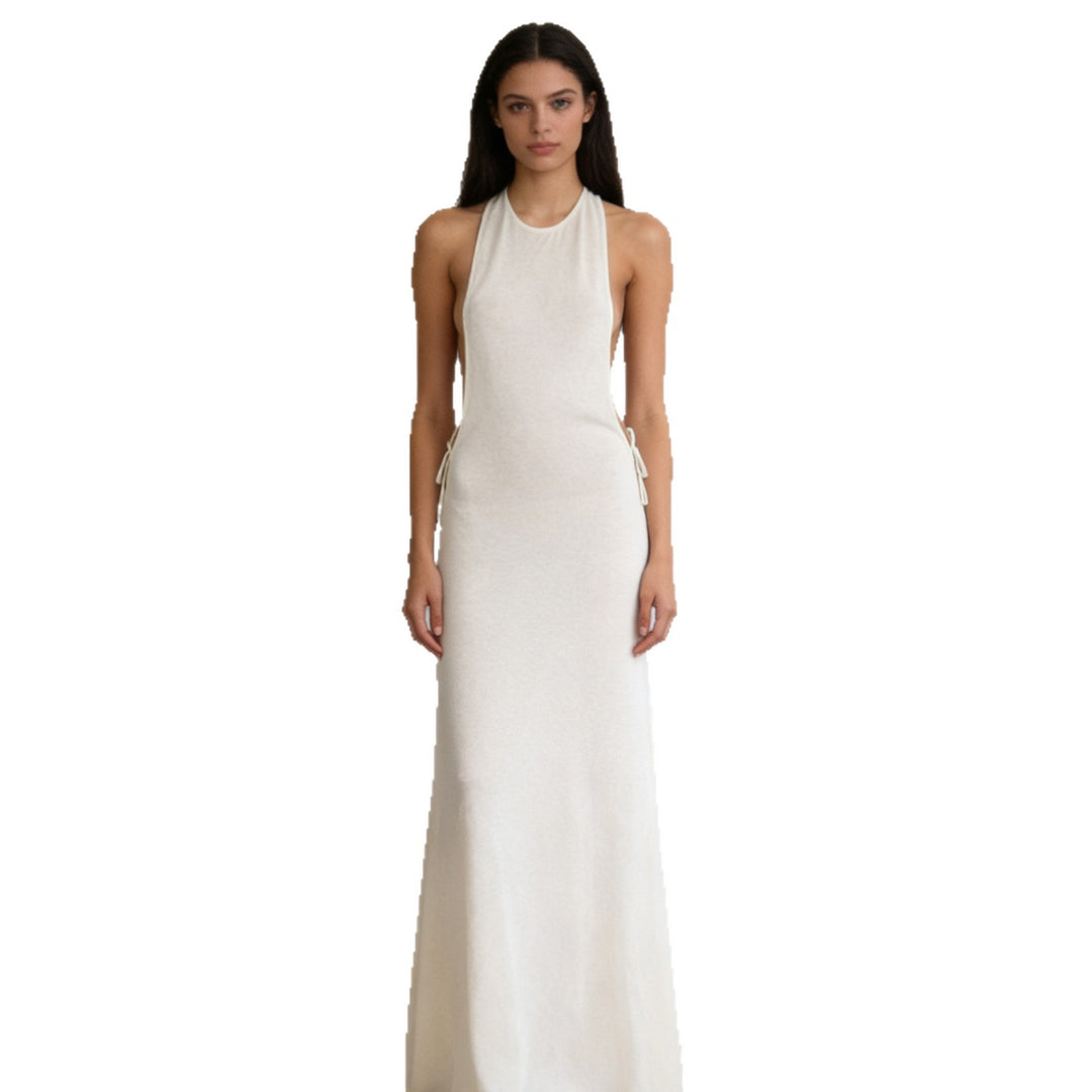 Damen Elegantes Maxikleid mit zurückhaltendem Halterdesign und Seitendetails Echo Archiv