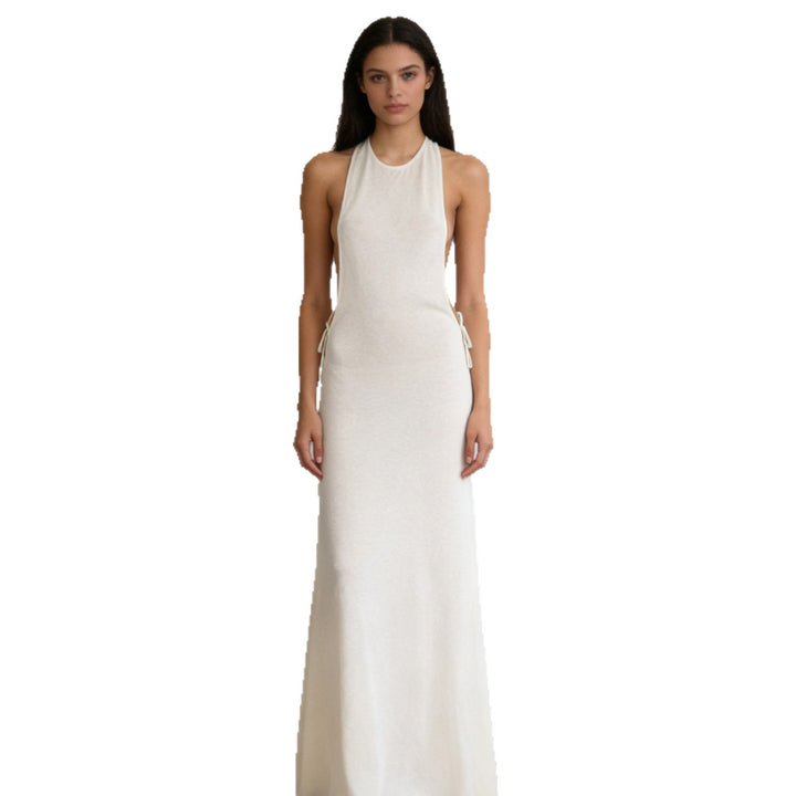 Damen Elegantes Maxikleid mit zurückhaltendem Halterdesign und Seitendetails Echo Archiv
