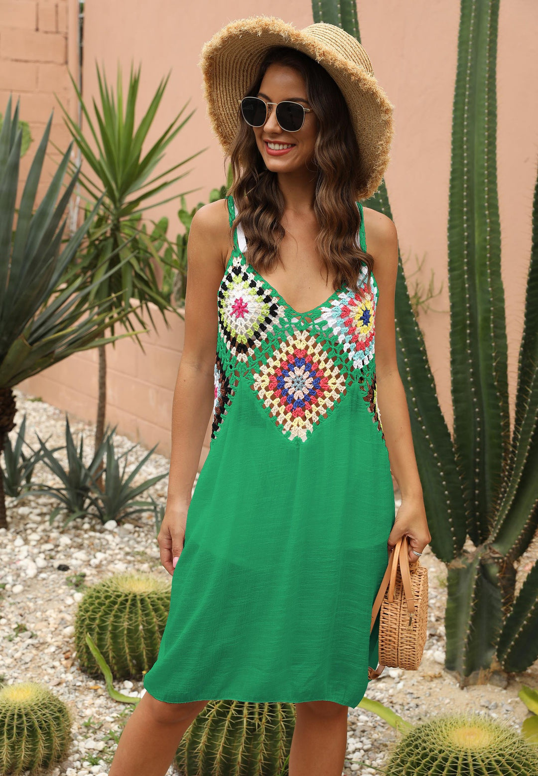 Damen luftiges Häkelkleid mit bunten Applikationen Echo Archiv