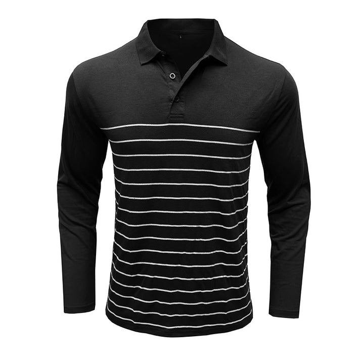 Herren Langarm Poloshirt mit modischem Streifenmuster Echoarchiv