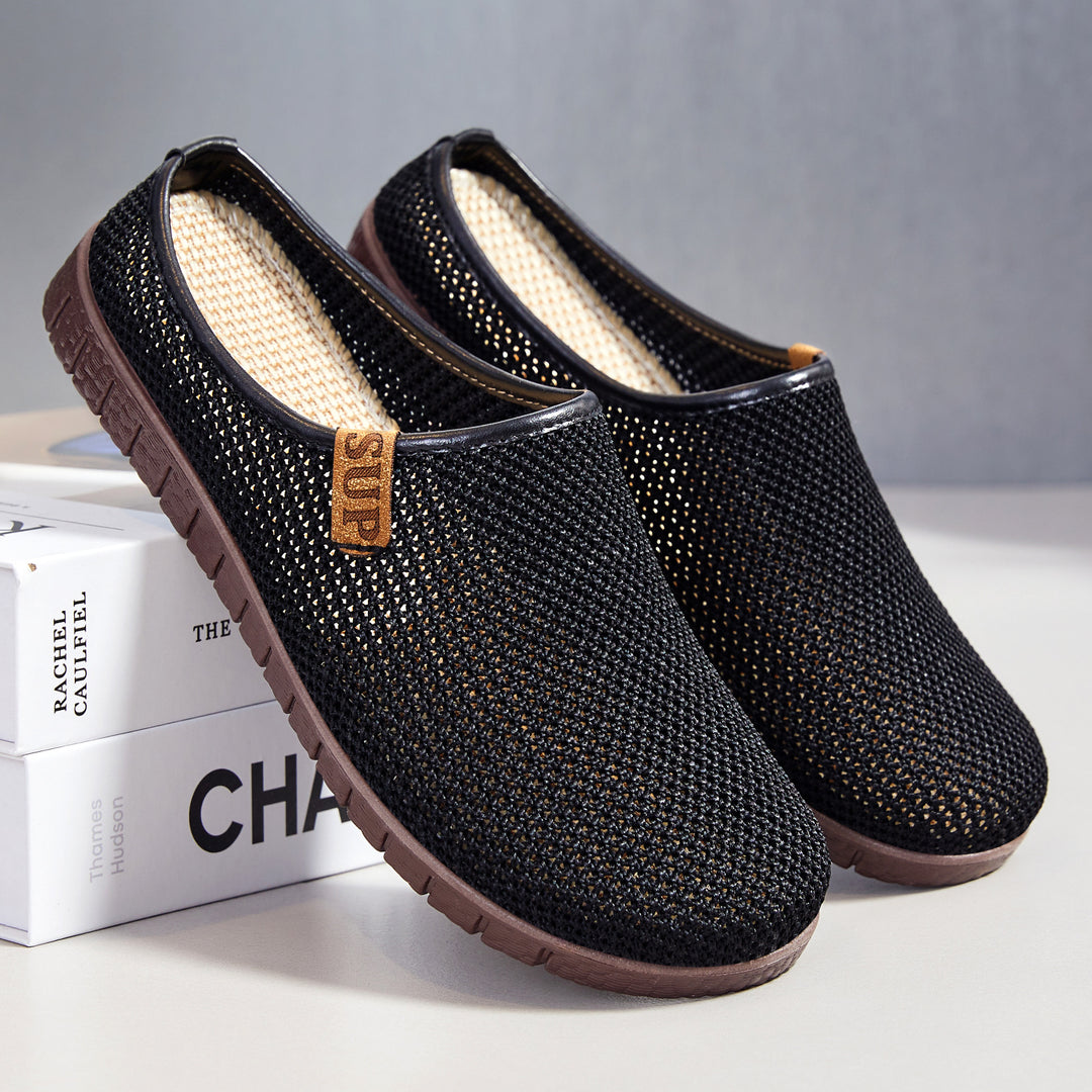 Damen nan atmungsaktiver gestrickter Slipper mit gewebtem Komfortfußbett und flexibler Profilsohle Echo Archiv