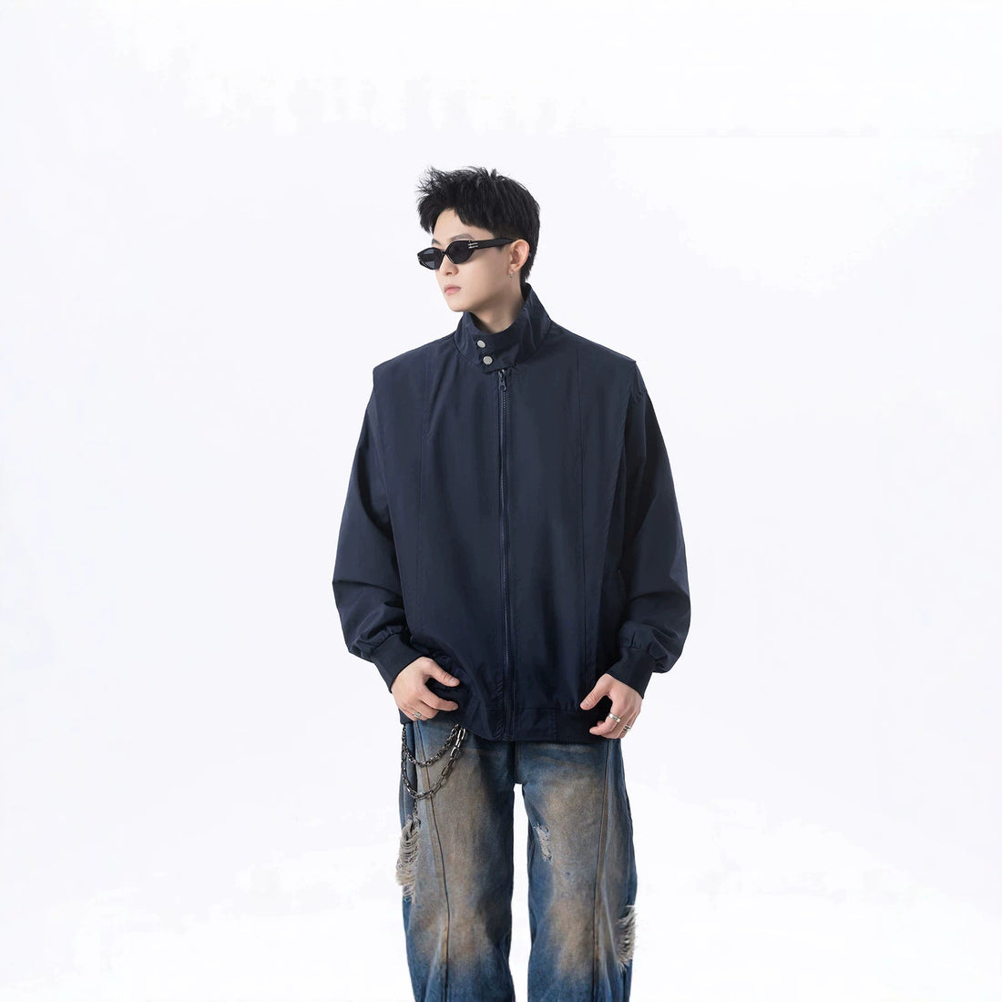 Herren Urbane Utility-Jacke mit hohem Kragen Echoarchiv