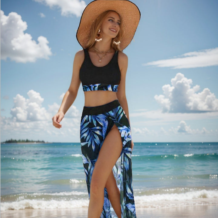 Damen Bikini-Set mit elegantem Crop-Top und floralem Maxiröcken Echo Archiv