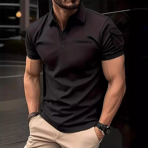 Herren modern geschnittenes Kurzarm-Polohemd mit Brusttasche Echoarchiv