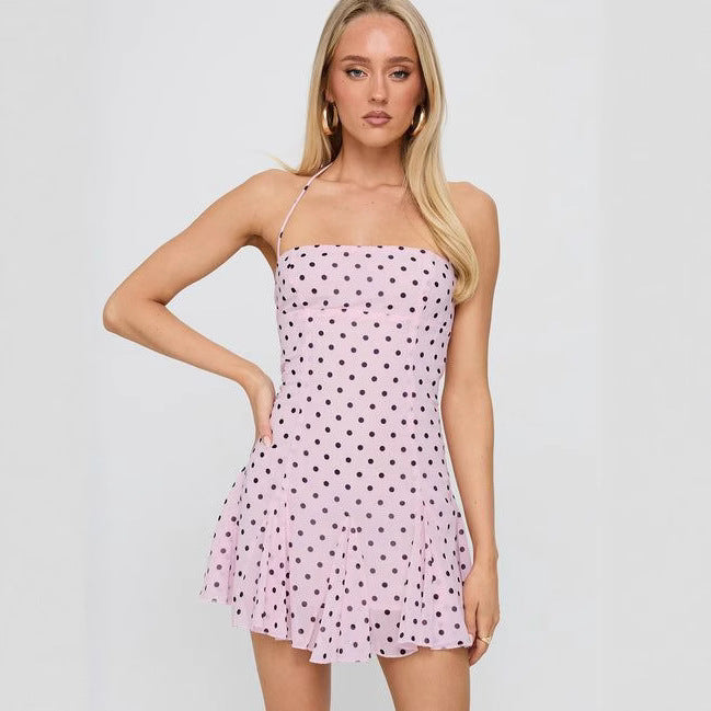 Damen nan schulterfreies Neckholder-Minikleid mit taillierter Korsage und ausgestelltem Volantrock Echo Archiv