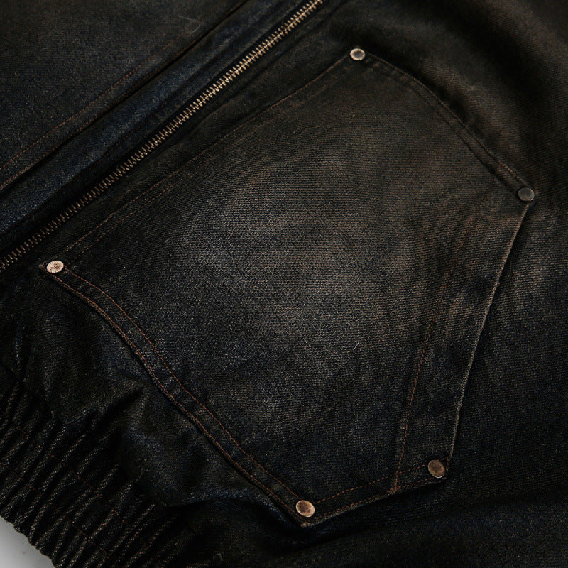 Herren Gefütterte Bomberjacke mit Teddyfutter, Kapuze und Used-Finish Echo Archiv