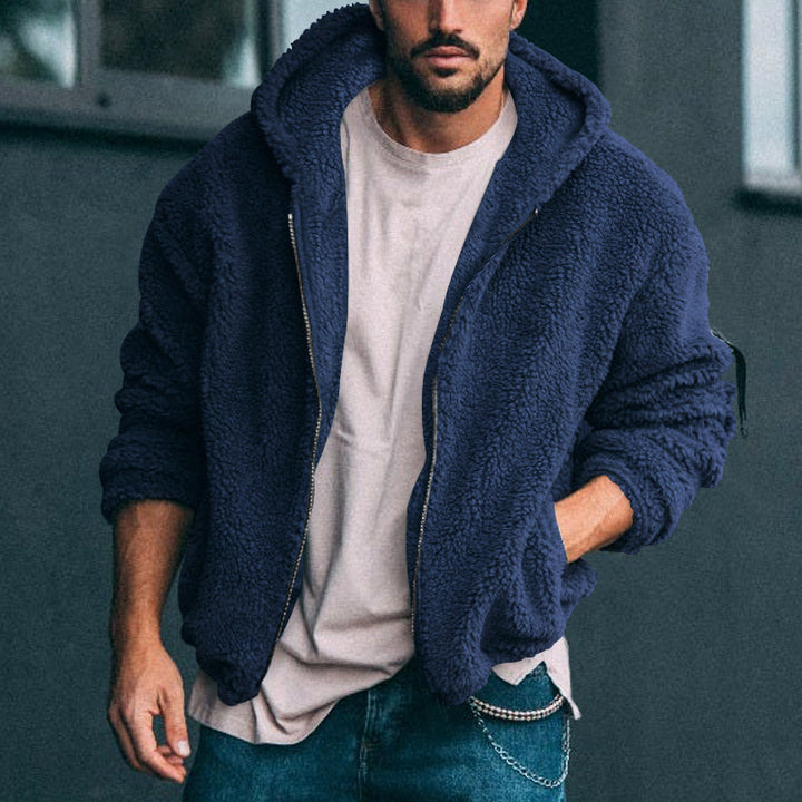 Herren Kuscheliger Teddy-Fleece-Pullover mit Kapuze Echoarchiv