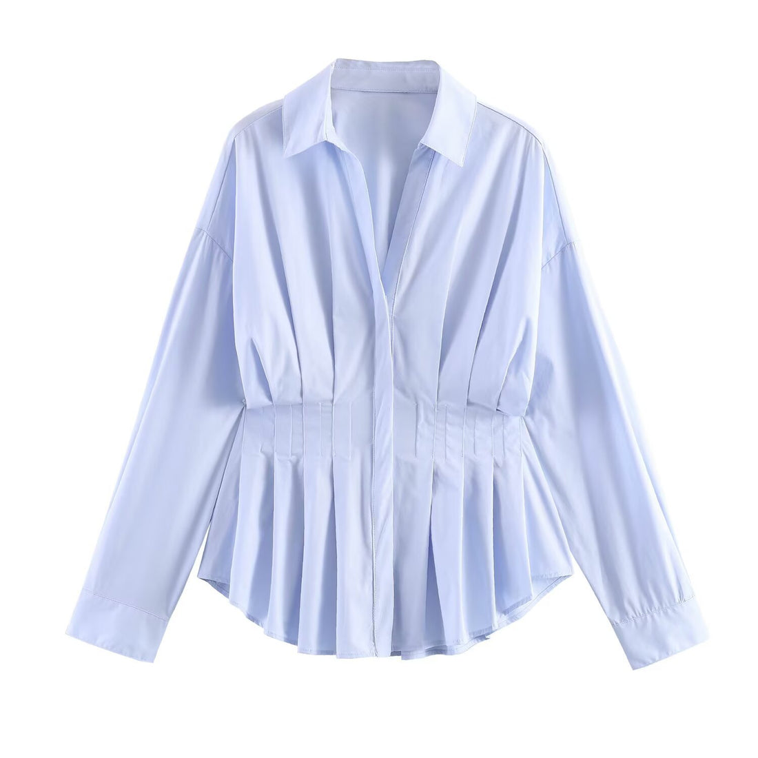 Damen taillierte Hemdbluse mit Kellerfalten‑Schößchen und Hemdkragen Echo Archiv