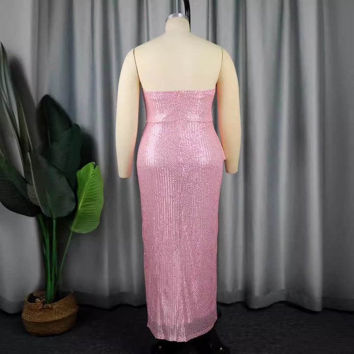 Damen Glitzerndes Abendkleid mit asymmetrischem Design und imposanter Schleifenapplikation Echo Archiv