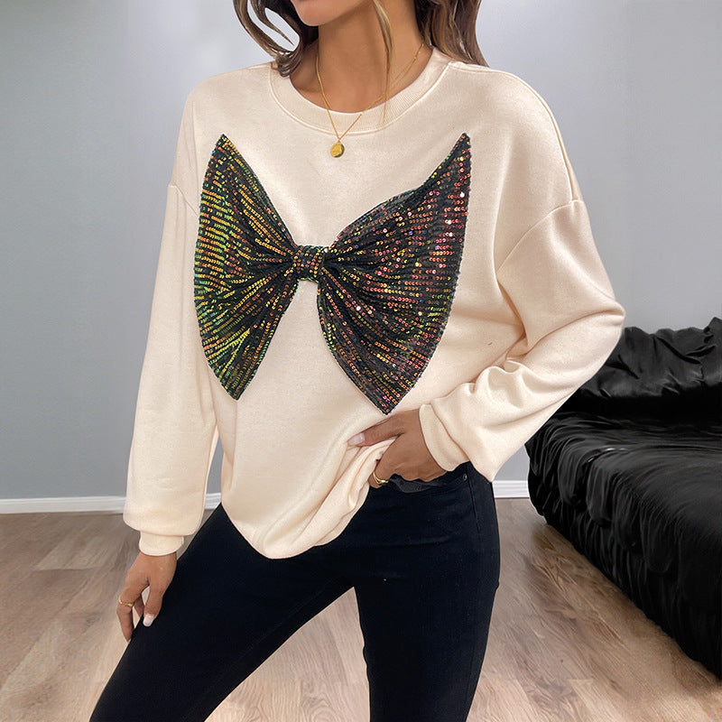 Damen Lässiger Pullover mit funkelndem Schleifenmotiv Echo Archiv