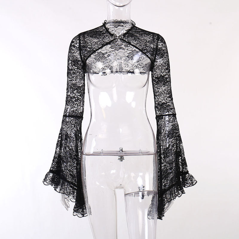 Damen figurbetonte Bluse mit Rüschendetails und Schnürung Echo Archiv