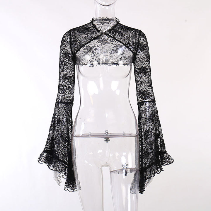 Damen figurbetonte Bluse mit Rüschendetails und Schnürung Echo Archiv