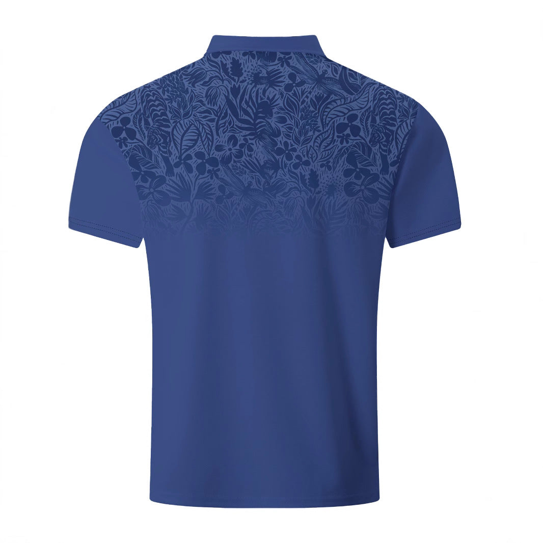 Herren Poloshirt mit floralem Design und atmungsaktiver Textur Echoarchiv