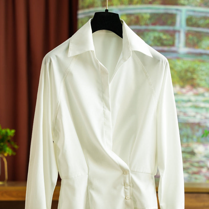 Damen Modische Bluse mit leichtem Drapeeffekt Echoarchiv