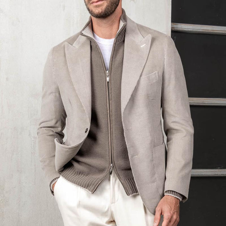 Herren eleganter Cord-Blazer mit integriertem Strickpullover Echoarchiv