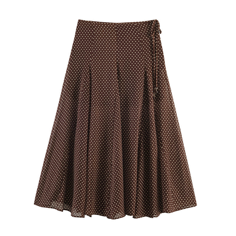 Damen Fließender A‑Linien Midirock mit Polka‑Dot‑Print und Bindeschleife Echo Archiv