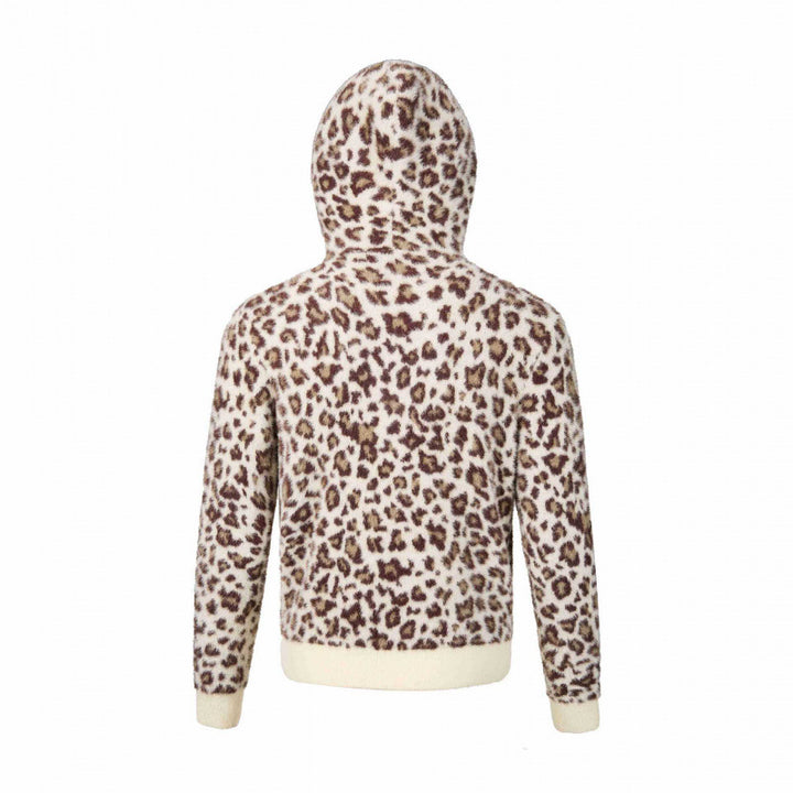 Damen Kapuzen-Fleecejacke aus Teddystoff mit Leopardenmuster und Reißverschluss Echo Archiv