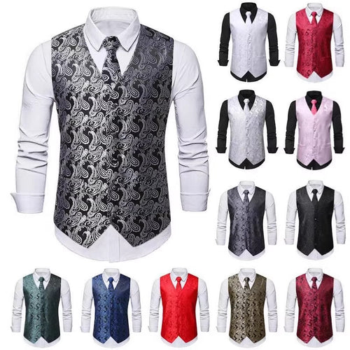 Herren nan Paisley Satin Anzugweste Set mit Krawatte und Einstecktuch Echo Archiv