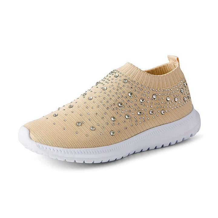 Damen Elastischer Sock-Sneaker mit Strass‑Nieten, atmungsaktivem Strickschaft und dämpfender Komfortsohle Echoarchiv