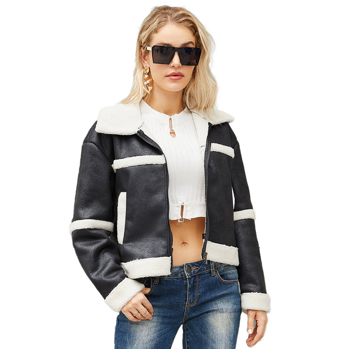 Damen nan kurze Teddyjacke im Aviator-Stil mit Reißverschluss Echo Archiv
