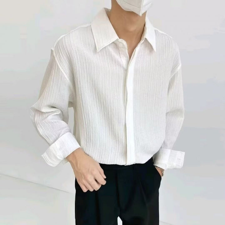 Herren lässiges Langarmhemd mit strukturiertem Design Echoarchiv