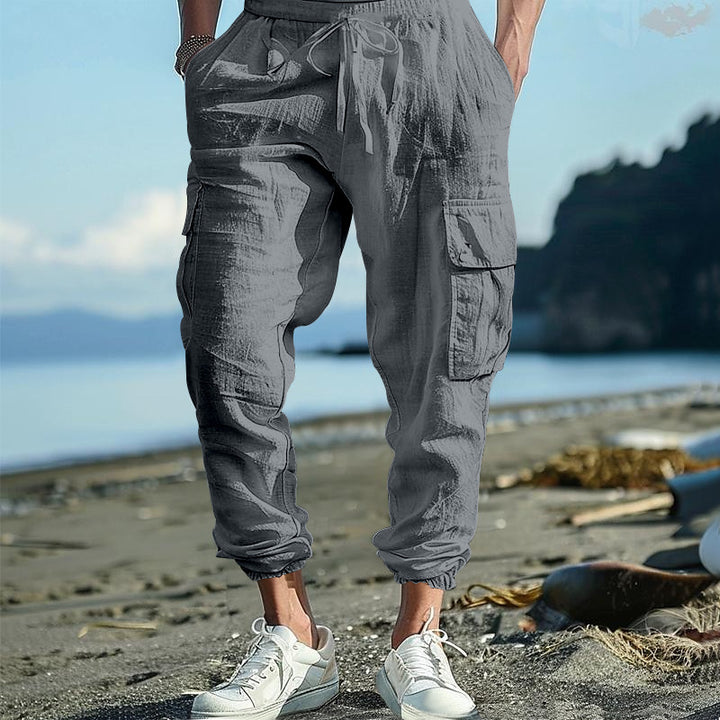 Herren luftige Cargo-Hose mit elastischem Bund und seitlichen Taschen Echoarchiv