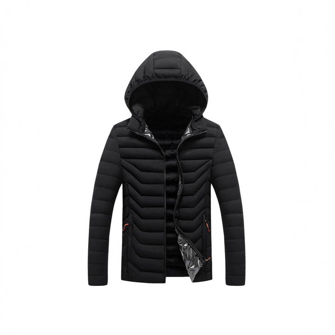 Herren Ultraleichte gesteppte Kapuzenjacke mit Chevron-Steppung, winddichter Außenlage und Thermofutter Echoarchiv