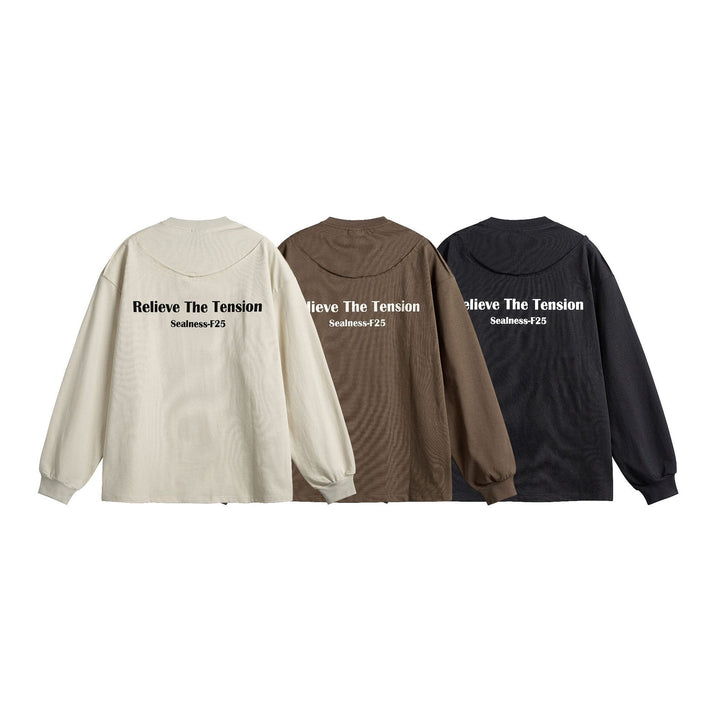 Unisex Oversize-Longsleeve mit dropped shoulder, gerippten Bündchen und minimalistischer Bruststickerei Echoarchiv