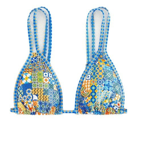 Damen Triangel-Bikini mit mehrfarbigem Patchwork-Muster Echo Archiv