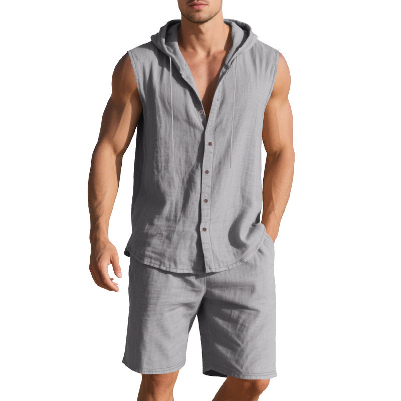Herren lässiges Hoodie-Set aus leichtem Baumwollmaterial Echoarchiv