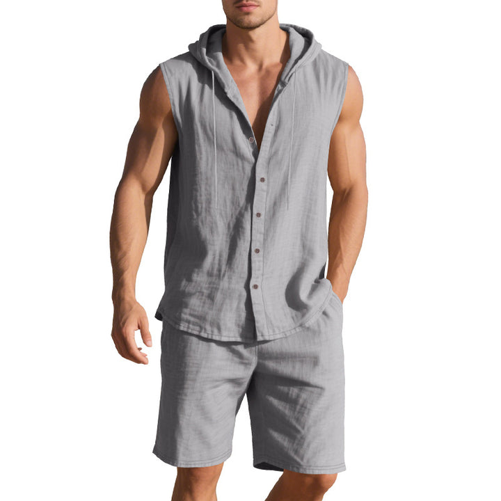 Herren lässiges Hoodie-Set aus leichtem Baumwollmaterial Echoarchiv